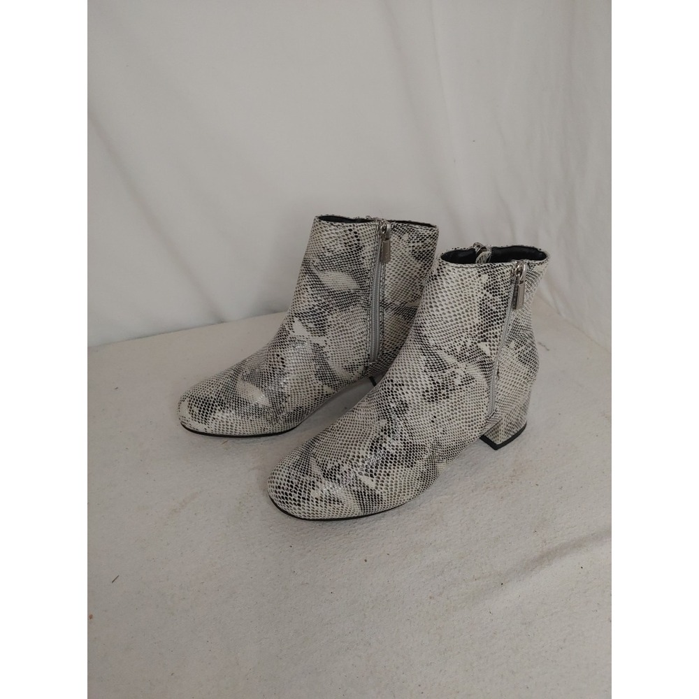 Kenneth Cole Reaction Women Road‎ Zip Ankle Boots- Snake Skin Booties Comfort